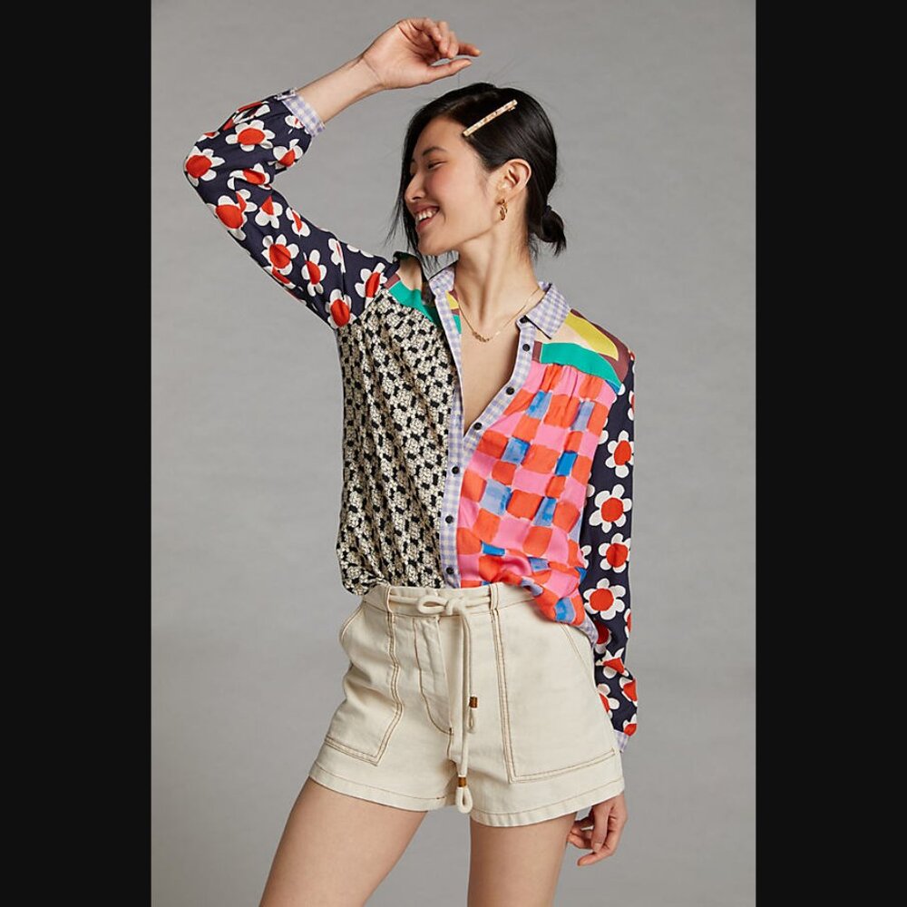 Anthropologie Maeve Paz Contrast Button Down